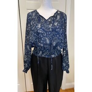 Vtg Y2K Rue21 Womens Sheer Paisley Top Size S Fairy Grunge Dark Romantic Indie